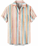 Pastel Striped  Hawaiian Shirt – Casual Summer Fit