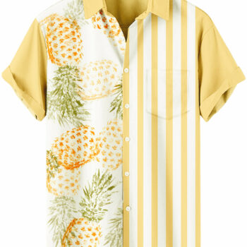 Pineapple Hawaiian Shirt – Yellow and White Stripe