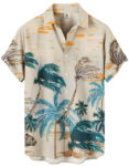 Beige Palm Tree Hawaiian Shirt –