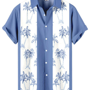 Palm Tree Hawaiian Shirt – Blue and White