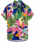 Tropical Leaf Hawaiian Shirt – Blue and Pink Floral