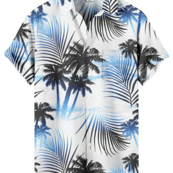 Palm Tree Hawaiian Shirt – Blue and White