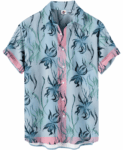 Floral Print Blue Pink Pattern Casual Summer Wear Hawaiian Shirt