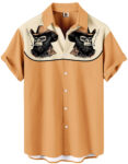 Western Cowboy Gorilla Print  Tan Color Hawaiian Shirt