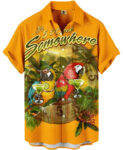 Orange Parrot Tropical Hawaiian Shirt – It’s 5 O’Clock Somewhere
