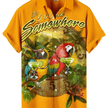 Orange Parrot Tropical Hawaiian Shirt – It’s 5 O’Clock Somewhere