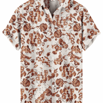 Floral Hawaiian Shirt – White and Coral Pink