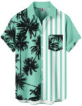 Mint Green Hawaiian Shirt – Palm Tree Print