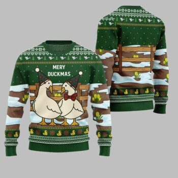 2025 Christmas Adorable Duck Family Farm Ugly Christmas Sweater