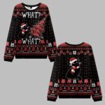 2025 Christmas Black Cat What What Ugly Christmas Sweater 0