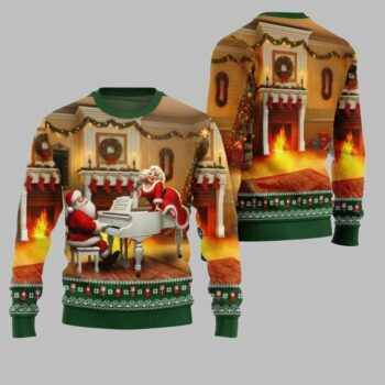 2025 Christmas Bold Piano Claus Ugly Christmas Sweater