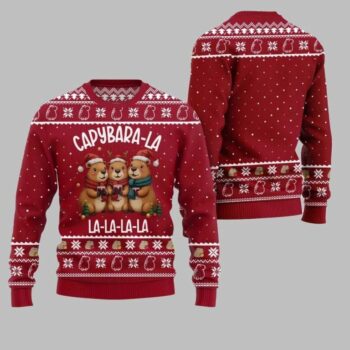 2025 Christmas Capybara La La La Ugly Christmas Sweater