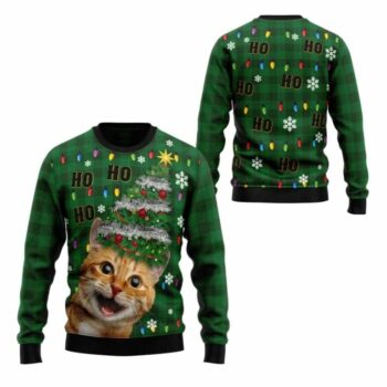 2025 Christmas Cat Christmas Tree Ugly Christmas Sweater