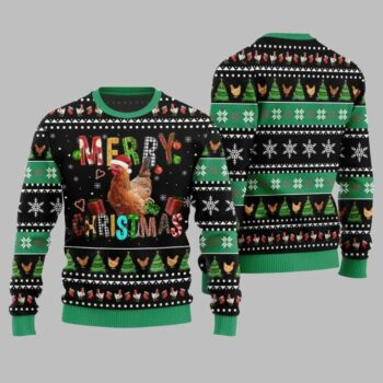 2025 Christmas Chicken Merry Christmas Ugly Christmas Sweater