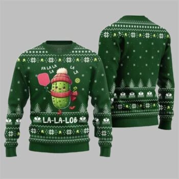 2025 Christmas Fa La Lob Pickleball Ugly Sweater Green