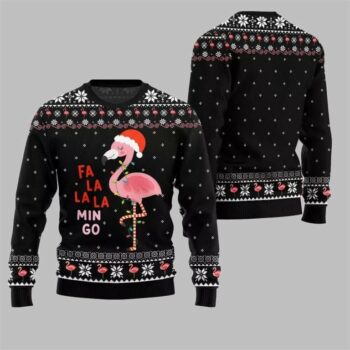 2025 Christmas Fala Mingo Flamingo Sweater Black