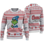 2025 Coors Light Heart Grinch You, Not So Much Ugly Christmas Sweater-White & Red