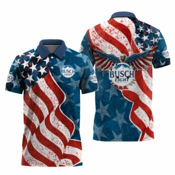 Busch Light American Eagle Flag Polo Shirt