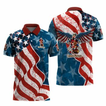 Captain Morgan American Eagle Flag Polo Shirt