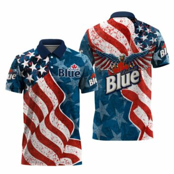 Labatt Blue American Eagle Flag Polo Shirt