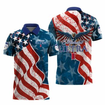 Michelob Ultra American Eagle Flag Polo Shirt