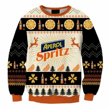 Aperol Spritz Christmas Four Leaf Clover Ugly Sweater