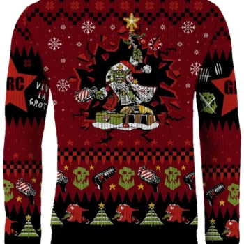Armed and Dangerous Red Gobbo Ugly Christmas Sweater Preorder