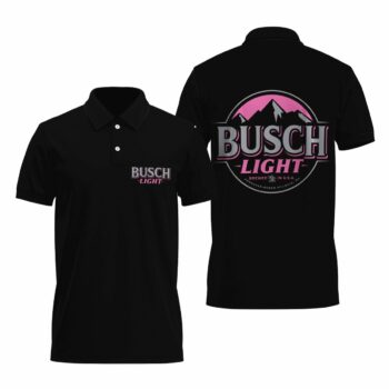 Black Pink Busch Light Polo Shirt