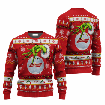 Budweiser Grinch Hand Stock Ugly Sweater
