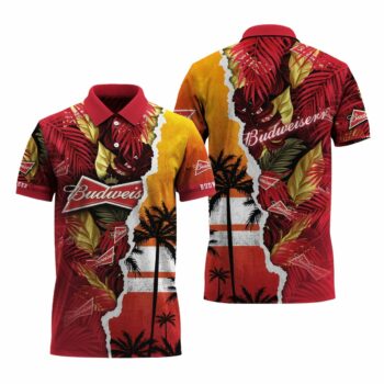 Budweiser Tropical Torn Paper Polo Shirt