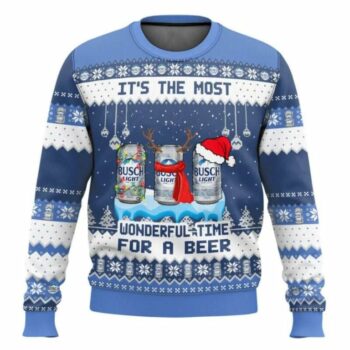 Busch Light It’s The Most Wonderful Time For A Beer Ugly Christmas Sweater