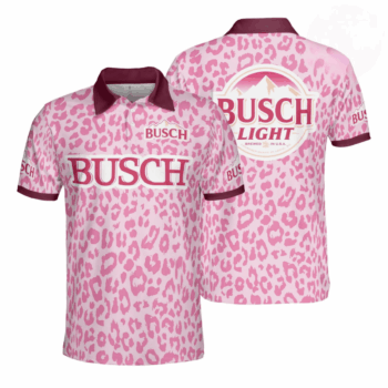Busch Light Pink Cheetah Polo Shirt