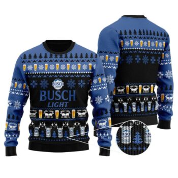 Busch Light Logo Black And Blue Ugly Christmas Sweater