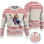 2025 Candy Cream and Red Super Jesus Ugly Christmas Sweater