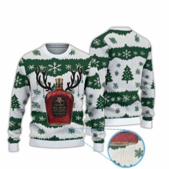 Christmas Tree Crown Royal Black Ugly Christmas Sweater