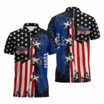 Coors Banquet Patriotic Grunge Flag Polo Shirt