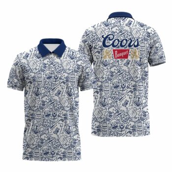 Coors Banquet Summer Doodle Art Polo Shirt