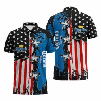 Corona Extra Patriotic Grunge Flag Polo Shirt