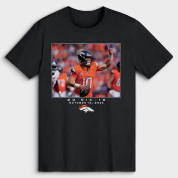Denver Broncos Bo Nix Black Footbal League Flash Features Week 7 T-Shirt