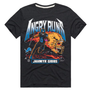 Detroit Lions Jahmyr Gibbs Charcoal Angry Runs T-Shirt