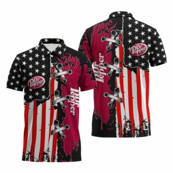 Dr Pepper Patriotic Grunge Flag Polo Shirt
