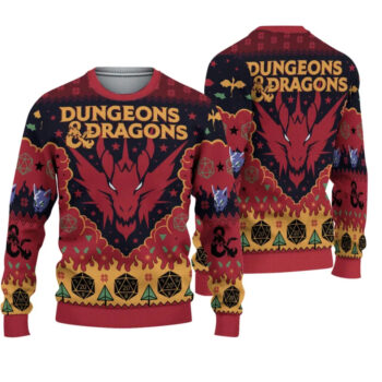 Dungeons & Dragons Seven Dice A-Rolling Ugly Christmas Sweater