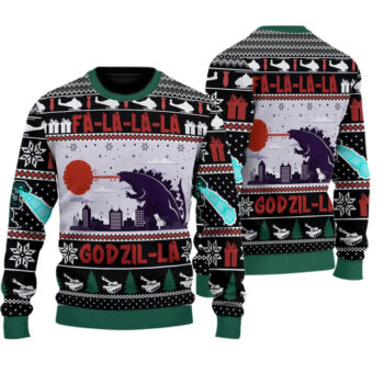 FaLaLaLa Godzil-La Ugly Christmas Sweater