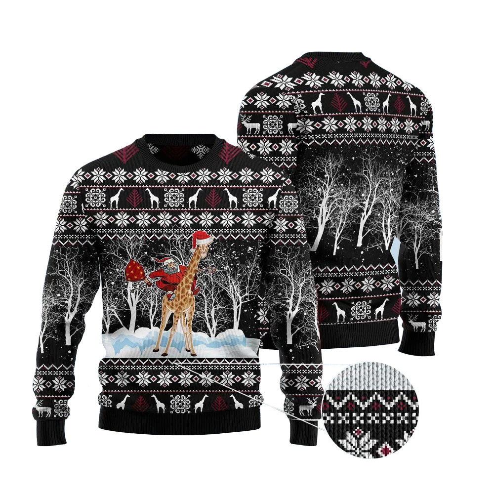 Giraffe And Santa Ugly Christmas Sweater Giraffe And Santa Ugly Christmas Sweater