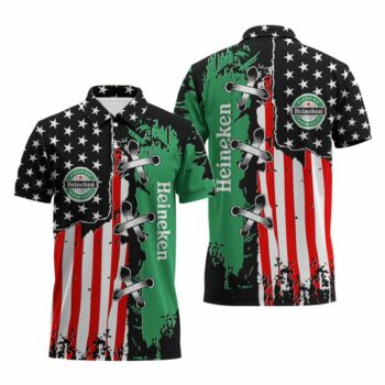 Heineken Patriotic Grunge Flag Polo Shirt
