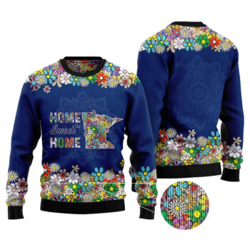 Home Sweet Home Minnesota Flower Ugly Christmas Sweater