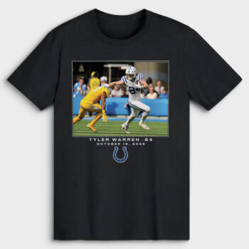 Indianapolis Colts Tyler Warren Black Football League Flash Features Week 7 T-Shirt