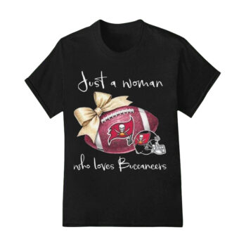 Just A Woman Who Loves Tampa Bay Buccaneers Pink Bow 2025 Shirt