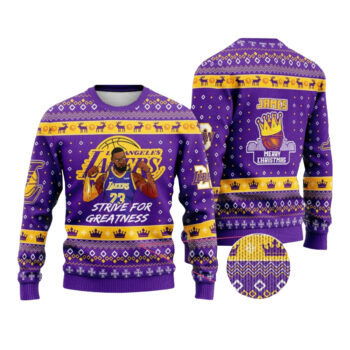 Lebron James Lakers King Merry Christmas Champion Ugly Sweater