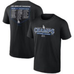 Los Angeles Dodgers Black 2025 National League Champions Bloop Single Roster T-Shirt